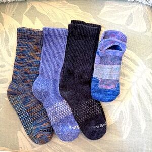 Bombas terrific socks. Three pair half-calf, one pair ankle. Great condition.